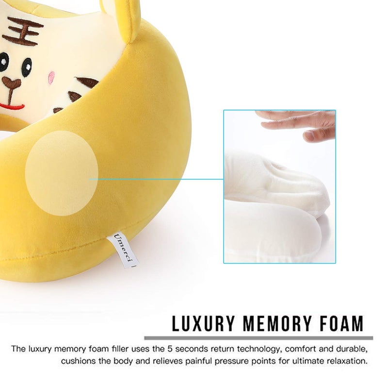 Umerci Travel Pillow, Memory Foam Neck Pillow with 360-Degree Head Support Comfortable Airplane Pillow with Storage Bag Lightweight Traveling Pillow for Sleeping, Car, Train, Bus and Home Use (Tiger) - Image 4